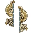 Voylla Oxidised Gold Plated Brass Half Circles Traditional Style Earrings for Women and Girls with Turquoise Blue Detailing