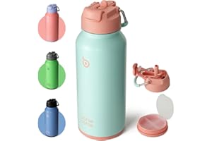 bottlebottle Borraccia Termica 850ml(30oz) con Cannuccia Thermos Bevande Calde Borraccia Sportiva Acciaio Inox con Paglia E Supporto Pillole (oceano da sogno)