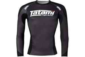 TATAMI FIGHTWEAR Long Sleeve Mens Technical Rash Guard Fightwear Flexible Compression Training Jiu-Jitsu Competition Ready Quickdry Breathable Polyester Spandex Rash Guard BBJ, MMA, Kickboxing