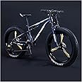 REOTEL Mountain Bikes Men 26 Inch Adult Fat Tyre Mountain Bike with Full Suspension, High-carbon Steel Large Frame Dual Disc Brake Giant Bicycle
