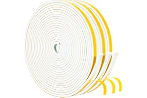 Yotache Draught Excluder Tape 3 Rolls Foam Strips 6mm Wide X 3mm Thick, Foam Insulation Sealing Gasket Tape for Doors, Sliding Door, Total 15m Long (3 X 5m Each)