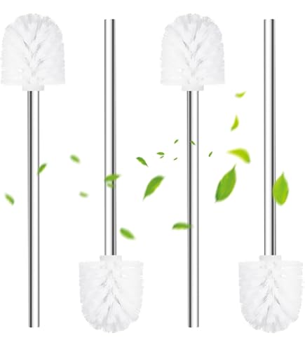 Set Di Scopino Per WC Classico Da 4 Pezzi, Manico In Acciaio Inossidabile Testina Nera Da 7 Cm 87558287