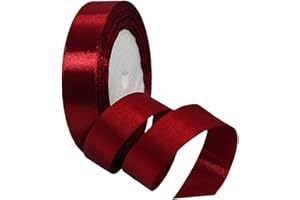 ATBEAMEN Burgundy Red Satin Ribbon 20mm x 22m, Double Sided, Perfect for Gift Wrapping, Crafting, Decorating, Multiple Occasions