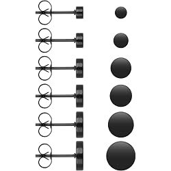 10 Paires De Boucles D'oreilles Pour Homme En Acier Inoxydable Noir Et Argent - Hypoallergénique, Unisexe, Piercings Simples Et Stylés