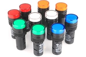 GUUZI 12V/24V 20mA Voyant LED à économie d'énergie Trou de Montage Taille 16mm Vert/Jaune/Rouge/Bleu/Blanc (10 pièces)