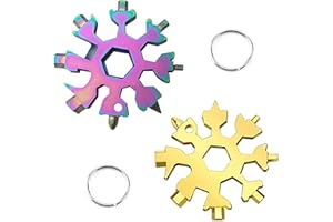 DONGSZQ 2 pièces Outil Multifonction Flocon de Neige 18-En-1,Clé à neige,Clé à Flocon de Neige En Acier Inoxydable pour les voyages Camping aventure outils quotidiens Cadeaux de Noël (Doré+coloré)