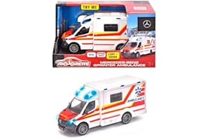 MOJORETTE Grand Series Ambulance Jouet Mercedes-Benz, en métal et Plastique, 12,5 cm, lumière et Son (213712001038)