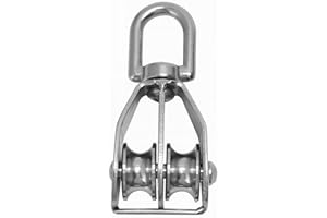 ExcInter Double Pulley M20 Steel Wheel Block Heavy Duty Pulley Roller Loading 304 Stainless Silver