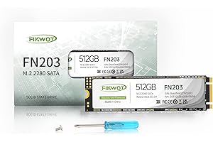 Fikwot FN203 512Go M.2 SATA SSD - SLC Cache 3D NAND TLC SATA III 6Gb/s M.2 2280 NGFF Disque SSD Interne, jusqu'à 550Mo/s, Compatible avec Ultrabooks, Tablettes et Mini PCs