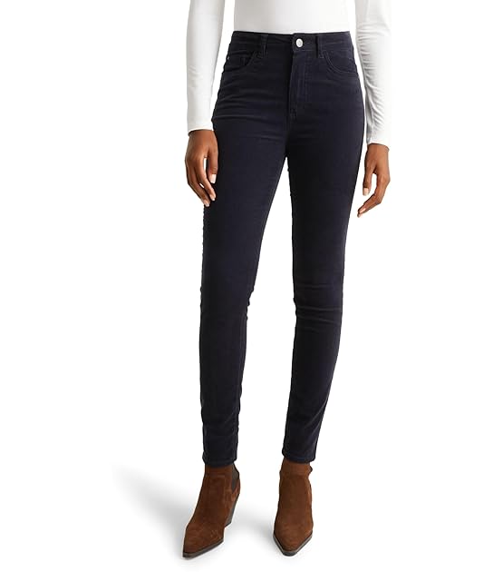 Damen Hose Hosen Casual Straight High Rise/High Waist Stretch|Baumwolle