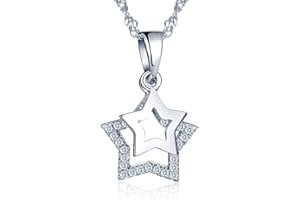 Unendlich U Collier pendentif en argent 925 pour femme fille Deux étoiles mobiles orné zircon cubique brillant Cadeau Noël anniversaire