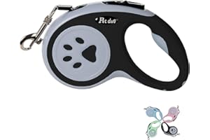 Retractable Dog Lead, VELIGOOD 5M/16FT Extendable Dog Lead with Strong Nylon Tape Tangle-Free One-Handed Brake, Pause, Lock for Small Medium Dogs (Black)