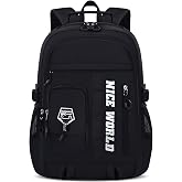 Amythe School Backpack Boy Teenager Lightweight Large Black | Waterproof Institute Backpack with Laptop 15.6 Inch for Boys 10