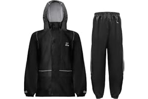 Zorax Waterproof Rain Suit Boys Girls Light weight Jacket and Trouser Unisex Windproof Raincoat and Pants Hooded Suit,Carry Bag
