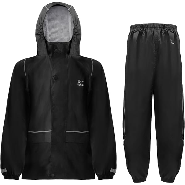 Zorax Tuta Pioggia Impermeabile Per Bambini - Tuta Unisex Leggera E Antivento Con Cappuccio E Dettagli Riflettenti