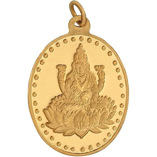 Bangalore Refinery 24k (999) Purity 5gm Yellow Gold Lakshmi Oval Pendant (without hook)