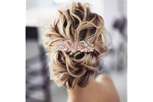 Yheakne Fermaglio per capelli in cristallo Fermaglio con fiore in oro con strass Fermaglio Bling Copricapo da sposa decorativo(Oro e champagne)