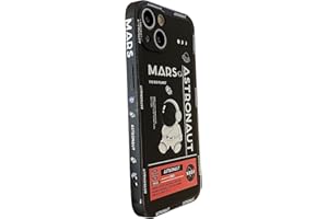 Yonds Queen Bonita funda para iPhone 15 Plus, diseño de astronauta de dibujos animados espacial, cohete marte elegante parachoques de goma TPU protectora antideslizante a prueba de golpes (negro,