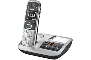 Gigaset E560A - Schnurloses Senioren DECT-Telefon - Mobilteil mit Anrufbeantworter - Farb-Display - Freisprechfunktion, Grosse Tasten, Telefon mit SOS Taste, Analog Telefon, platin [Deutsche Version]