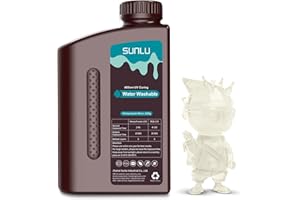 SUNLU Water Washable 3D Printer Resin, 1kg 405nm UV Fast Curing 3D Resin for 2K 4K 8K LCD DLP SLA Resin 3D Printers, No Alcohol Required, Easy to Clean, High Precision 3D Resin 1000g, Clear