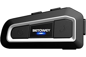 BETOWEY Interfono Moto Bluetooth Singolo TK-X2 Auricolare Casco Moto Bluetooth con Cancellazione del Rumore, Distanza 1Km, Radio FM, Kit di Comunicazione Universale