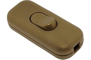 Art Deco Emporium Gold Dual Pole Inline Switch for Light Switches, Small Appliance or Lamp Switch Accepts upto Three Core Round or Flat Wire and Flex 6Amp 230V Double Pole Switching