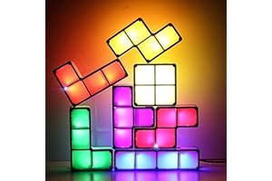 Vmxlso Stapelbares Nachtlicht Kinder, 7 Farben Induktion Interlocking Schreibtischlampe LED, 3D Puzzles Nachttischlampe Kinder, DIY Tangram Puzzles Spielzeug Nachtlampe Geschenke für Jungen Mädchen