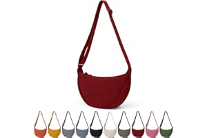 TIAASTAP Crossbody Bags for Women Men Hobos & Shoulder Bags Nylon Crescent Bag Cross Body Bag with Adjustable Strap Solid Color Dumpling Bag for Travel Work School Daily Use