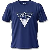 Dağ ve Orman Temalı Lacivert T-Shirt -%100 Pamuk