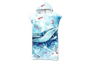 Odot Serviette Poncho de Surf, Microfibre à Séchage Rapide en Tissu Surfing Changement Robe à Capuche Poncho Plage à Langer Peignoir Natation pour Adulte Large