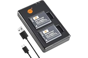 DSTE 2pcs LI-90B LI-92B (2000mAh/3.7V) Batterie Chargeur Compatible pour Olympus SH-1,SH-50,iHS SH-60,SP-100,SP-100EE,Tough TG-1,iHS Tough TG-2,iHS Tough TG-3,XZ-2 iHS