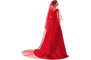 PAMOR 2 Tier Lace Veil Cathedral Tulle Sheer Wedding Halloween Party Costume Veil for Bride With Comb