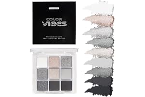 9 Colours Eyeshadow Palette - Smoky Black Eyeshadow Theme, Matte & Glitter Convenient Portable Travel Eye Makeup Palette for Christmas & Music Festivals (Smoky Black)