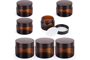 VMUTGA 6 Pezzi Vasetti Vetro Ambrato, 30ml/50ml Contenitori Creme per Crema, Contenitore per Creme da Viaggio, Barattoli per Cosmetici, Creme, Lozioni