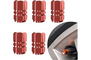 LAHVIUU Tyre Valve Caps,5 Pcs Universal Aluminum Dust Cap for Car Tire Valve Stem, Metal Tyres Dust Caps for Bikes Bicycles Motorcycles Trucks and SUV, Red