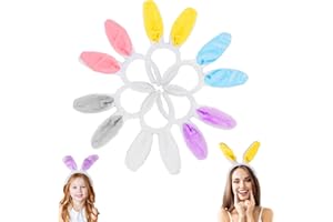 MOIUGULI 6 Stück Hasenohren Haarreif, Hasenohren Kopfstück Crossdressing Zubehör, Haarschmuck, Hase Ohren Haarbänder für Erwachsene und Kinder, Plüsch Stirnbänder für Karneval, Ostern Party, Kostüm Cosplay