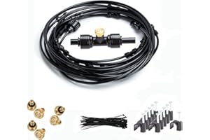 BeGrit Sprühnebel Kühlung System Outdoor Misting System 6m Wassernebler Bewässerungssystem mit 3/4” Adapter,1/4”Gartenschlauch Messing Nebeldüse Nebelkühlung Wasserzerstäuber für Terrasse Trampolin