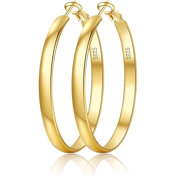 Set van vier paar brede oorringen in zilver | Yours Clothing