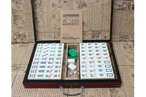 Florauspicious Ensemble de mahjong chinois – avec 146 carreaux de taille moyenne, 2 dés de style chinois pour voyage, réunion de famille, fête