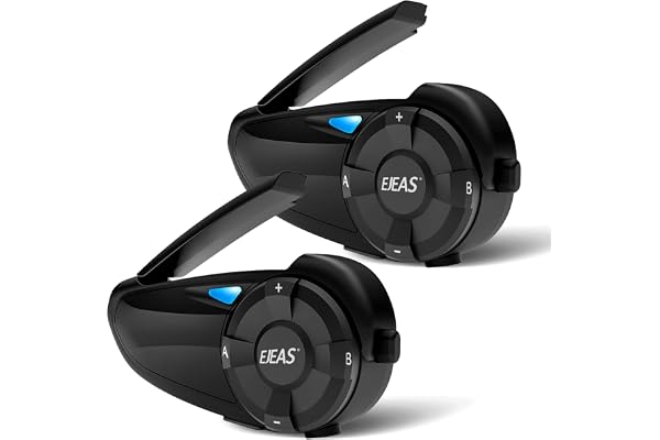 EJEAS Q7 Lot de 2 Casques Bluetooth Intercom jusqu'à 7 Cavaliers CVC Réduction du Bruit FM Bluetooth 5.0 Étanche
