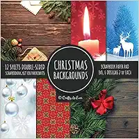 Christmas Backgrounds Scrapbook Paper Pad 8x8 Scrapbooking Kit for Papercrafts, Cardmaking, Printmaking, DIY Crafts, Holiday Themed, Designs, Borders, Patterns