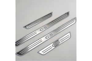 SYMILOV Voiture Acier Inoxydable Seuil Porte Plaques pour Citr-oen C5 2010-2016, 4 Pièces Threshold Bar Protection Autocollant Anti-Rayures Anti-Dirty Plinthes Pédale,Silver