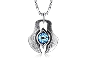 Vnox Collana in argento da uomo in acciaio inossidabile con collana di amuleto ciondolo a forma di croce di drago blu