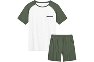 Haloumoning Ensemble pyjama d'été à manches courtes pour garçon - 2 pièces - Avec t-shirt et short - Taille 120 à 160