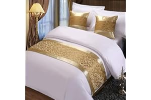 WYHQL Bed Runners Bed Flag Champagne Jacquard Bed Scarf Runner Bedding Scarves for Home Hotel Guesthouse (Color : Gold, Size : 50x210cm (for 1.5m bed))