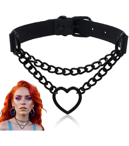 Collana Goth Hip Hop Rock Clataly Collana Punk Cubana Catena Chunky Choker Collane Gioielli Per Le Donne Ragazze (Argento Collana Punk Ampio Cerchio