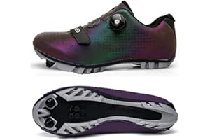 Hixingo Chaussures de Cyclisme pour Hommes, Femmes, Chaussures D'équitation sur Route et Montagne, Crampons Respirantes Semelle Dure Chaussures de Vélo