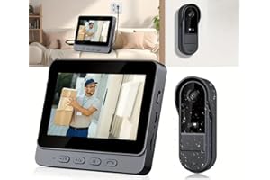 Sonnette Sans Fil Exterieur Etanche Zeerkeer IP69 Visiophone Sans Fil Avec écran IPS De 4.3 1080P Pas de WIFI Requis Interphone Video Vision Nocturne Infrarouge Sonnette Volume Très Fort Vision : 170°