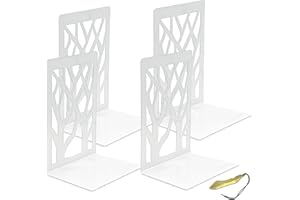 Mgood Fermalibri Per Mensole Reggilibri da Mensola Metallo Ferma Libri da Scaffale Reggi Libri per Libreria Decorativi Design Porta libro per Casa Ufficio Scrivania(2 paio Bianco, 9x12x16 cm)