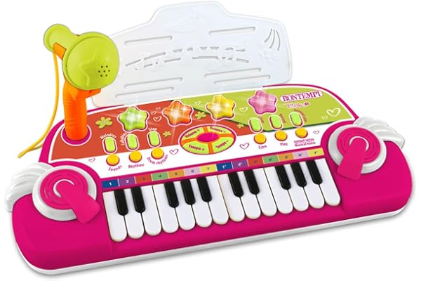 BONTEMPI - Minimelody Elektroniskt Leksaksklaviatur med 24 Tangenter och Mikrofon för Små Musikanter, Musikinstrument för Bar
